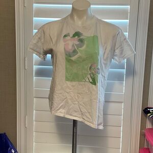 adidas White Tee with Green and Pink Graphic